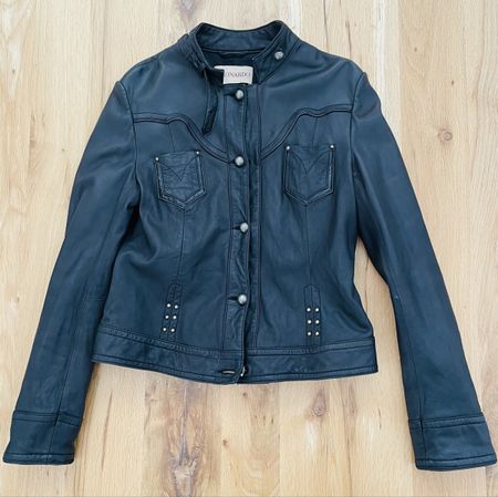 Leonardo Echt Leder Jacke, Schwarz, Gr. 42