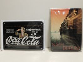 Werbepostkarten Blech/Email Karten Neu OVP  2 Stück Postkart