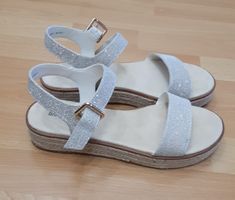 Sandales d'été femme, taille 40, argentées