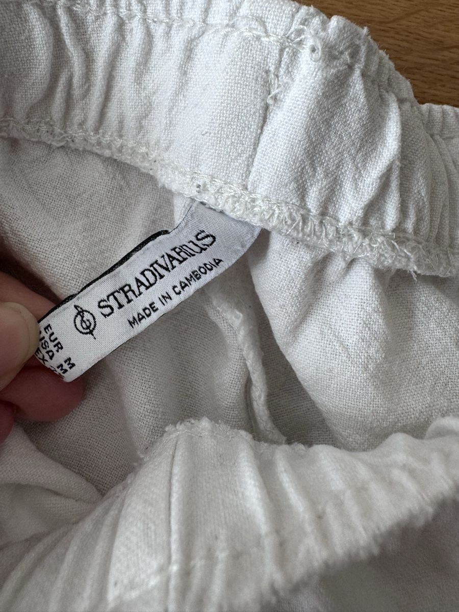 Stradivarius Pantaloni: Leinenhose Weiss, Gr. M – Usato da Aesch BL venduto da lau_8gnw 2