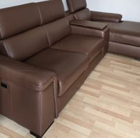 Ecksofa Leder braun 296x164cm verstellbar gut erhalten