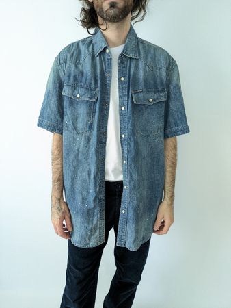 G-Star RAW Short Sleeve Denim Shirt XL Slim Fit