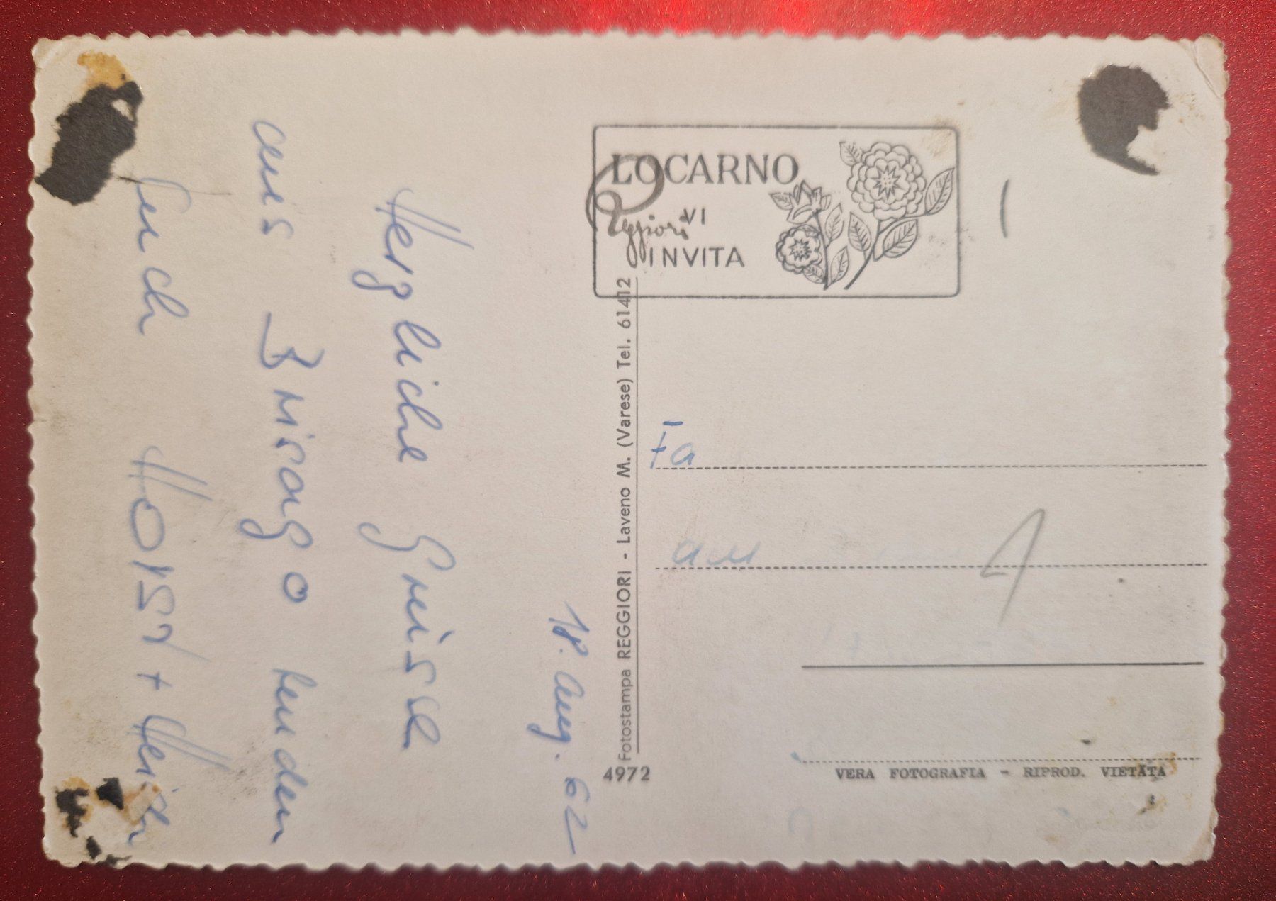 Cartoline postali: Saluti da Brissago 1962 – Usato da Melchnau venduto da Fishel 1