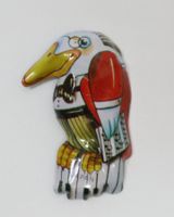 Metall Anstecker Vogel Pianist Brosche made in Japan