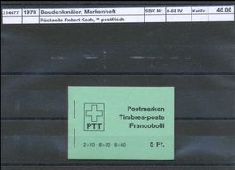1978 Baudenkmäler, Markenheftchen "grün", ** postfrisch