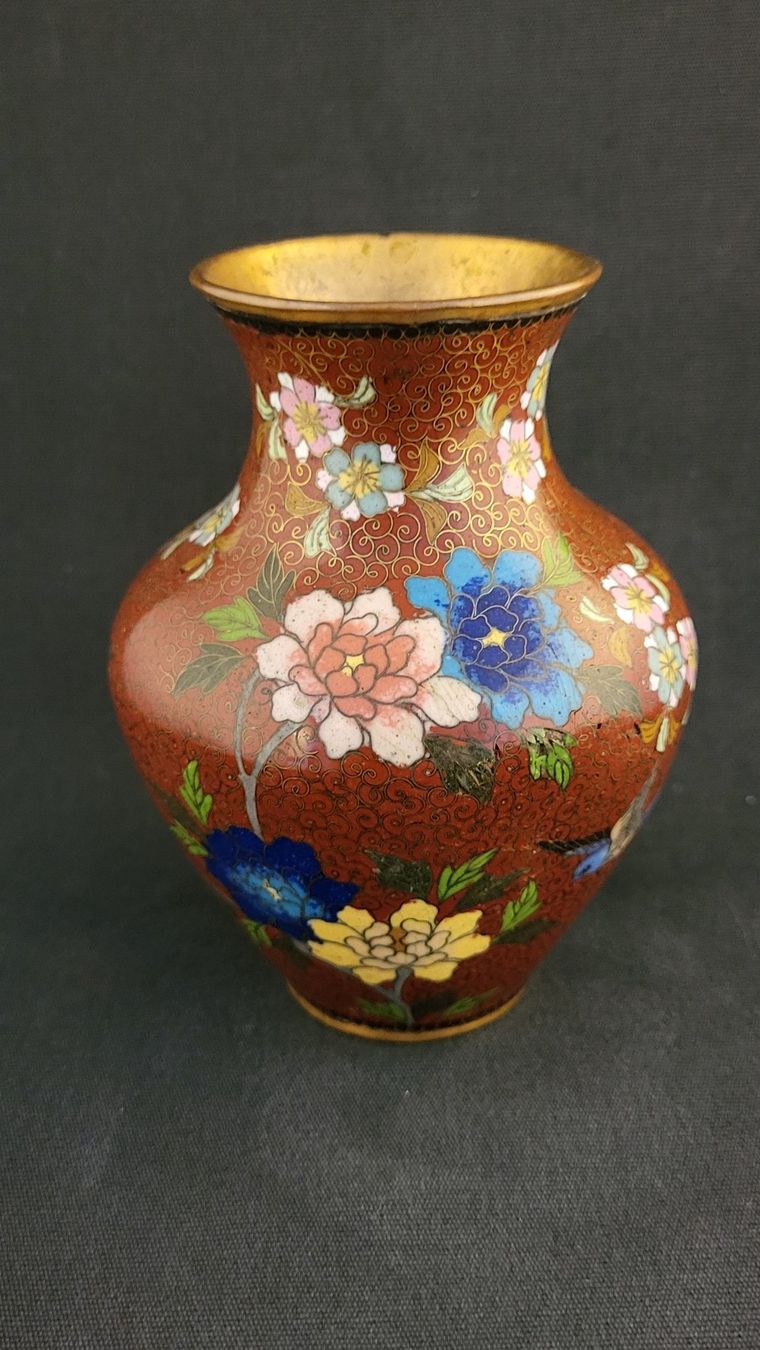 Vasi & Recipienti: Alte Cloisonne-Vase mit Blumen – Usato da Basel venduto da spinne02 1