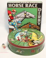 Dame + Pferde Renn Spiel in Metall Dose Horse Race Derby