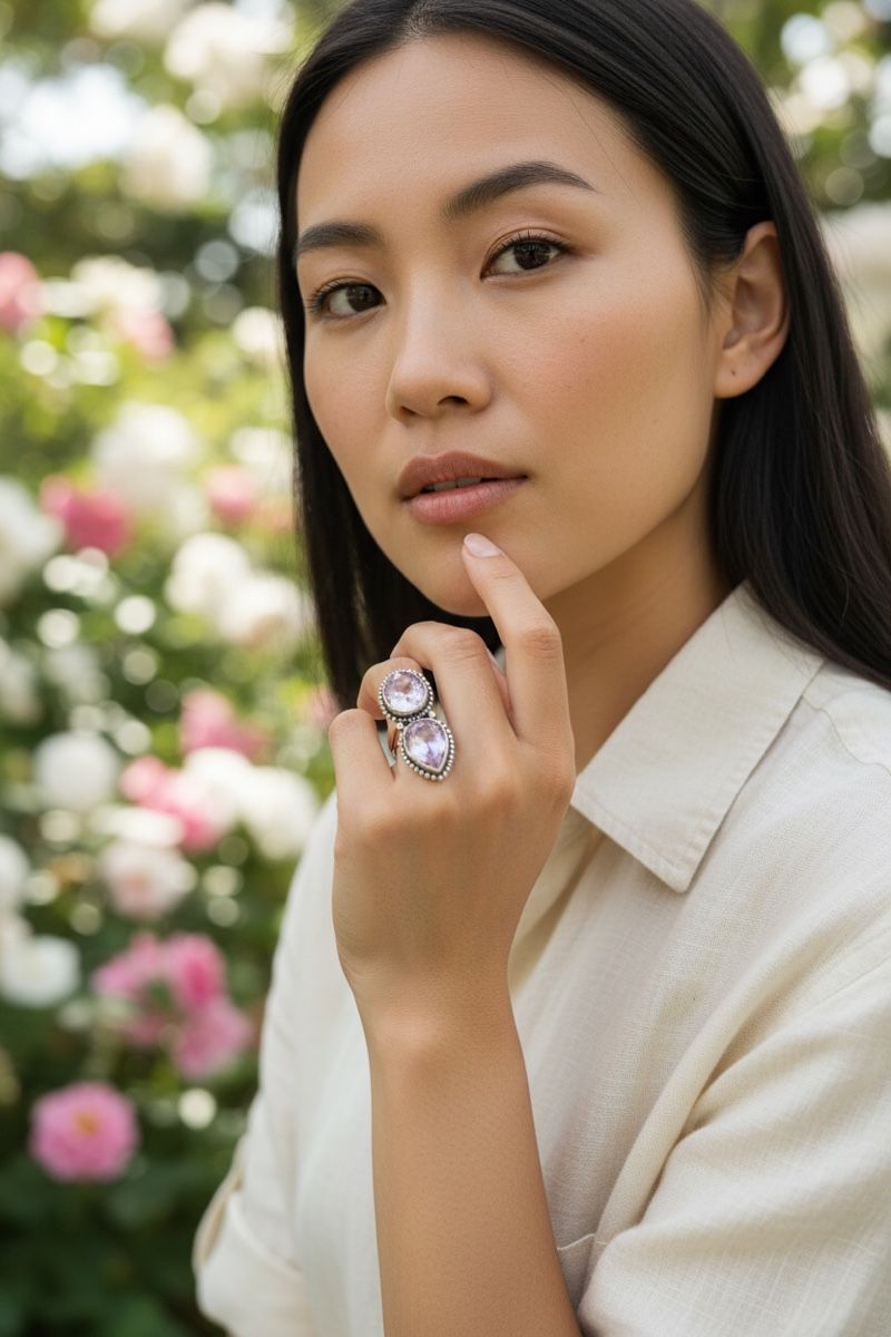 Ringe: Silber Ring mit Kunzit Halbedelsteinen  – Neu und originalverpackt aus Kriens von Hortensie6 4