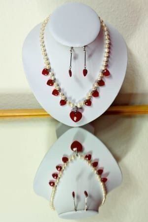Catenine: SÜSSWASSERPERLEN, ROTE JADE COLLIER!NEU! – Nuovo (secondo la descrizione) da Basel venduto da Chili007 6