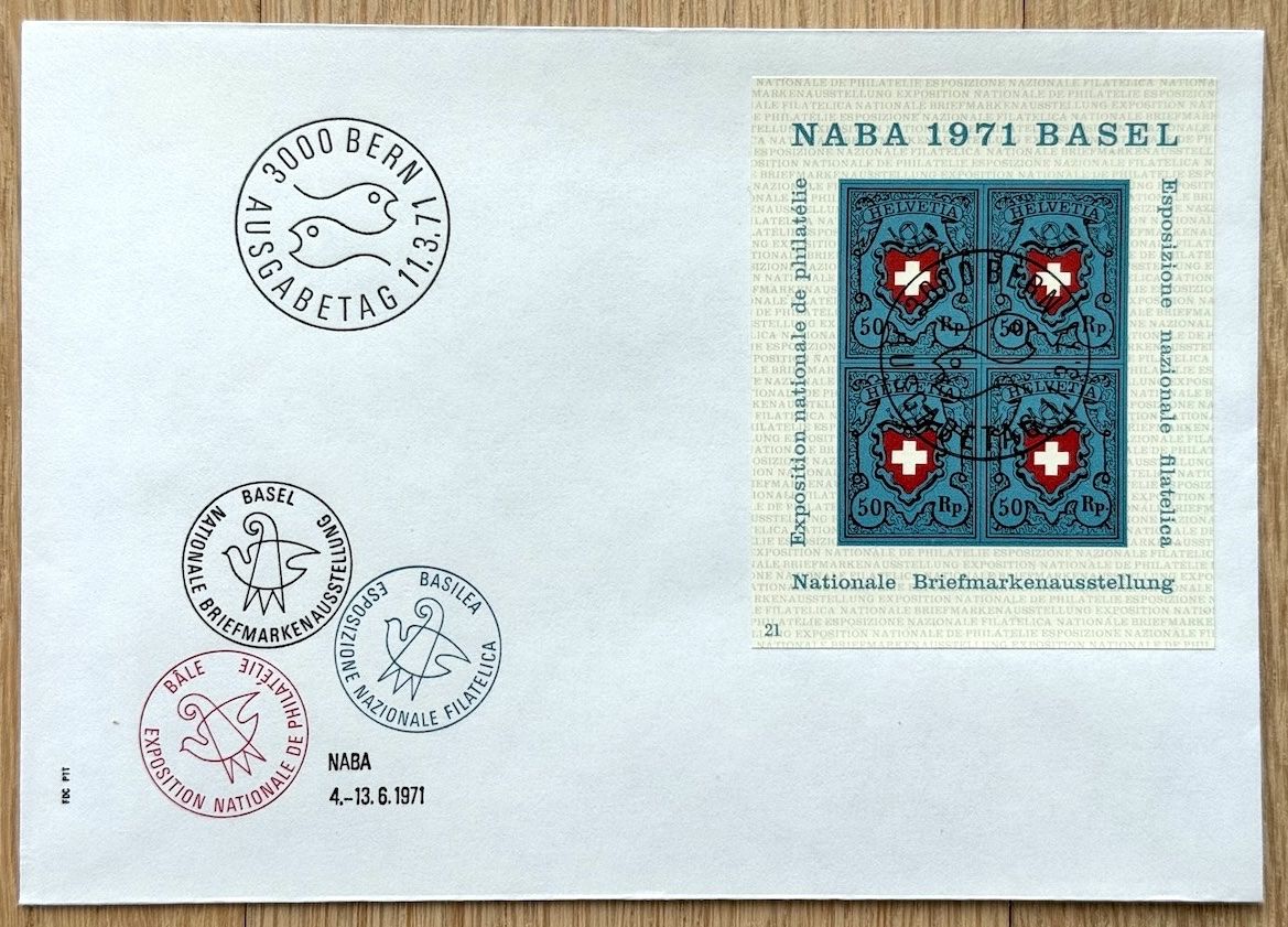 Alle Briefmarken: FDC Nationale Briefmarkenausstellung NABA 1971 Basel – Gebraucht aus Zürich von Marfe1