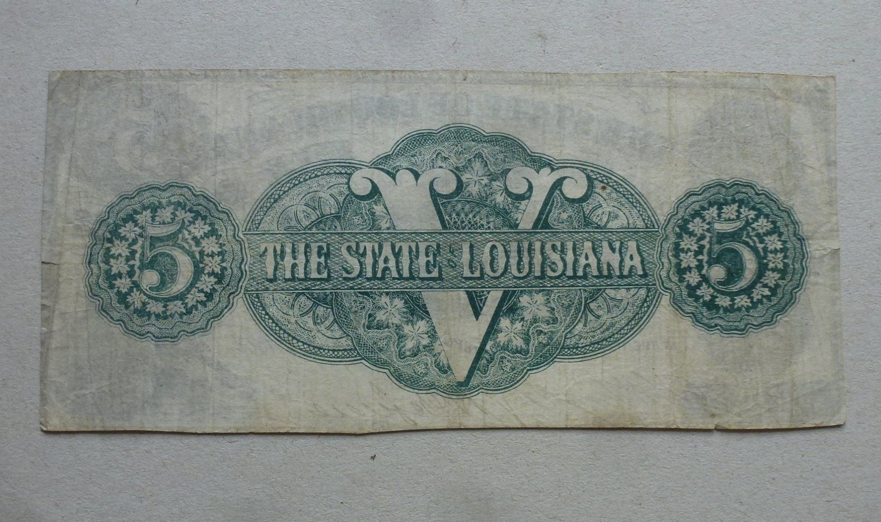 Banconote: Louisiana ++ 5 Dollars 1863 – Usato da Walkringen venduto da Casablanca777 1