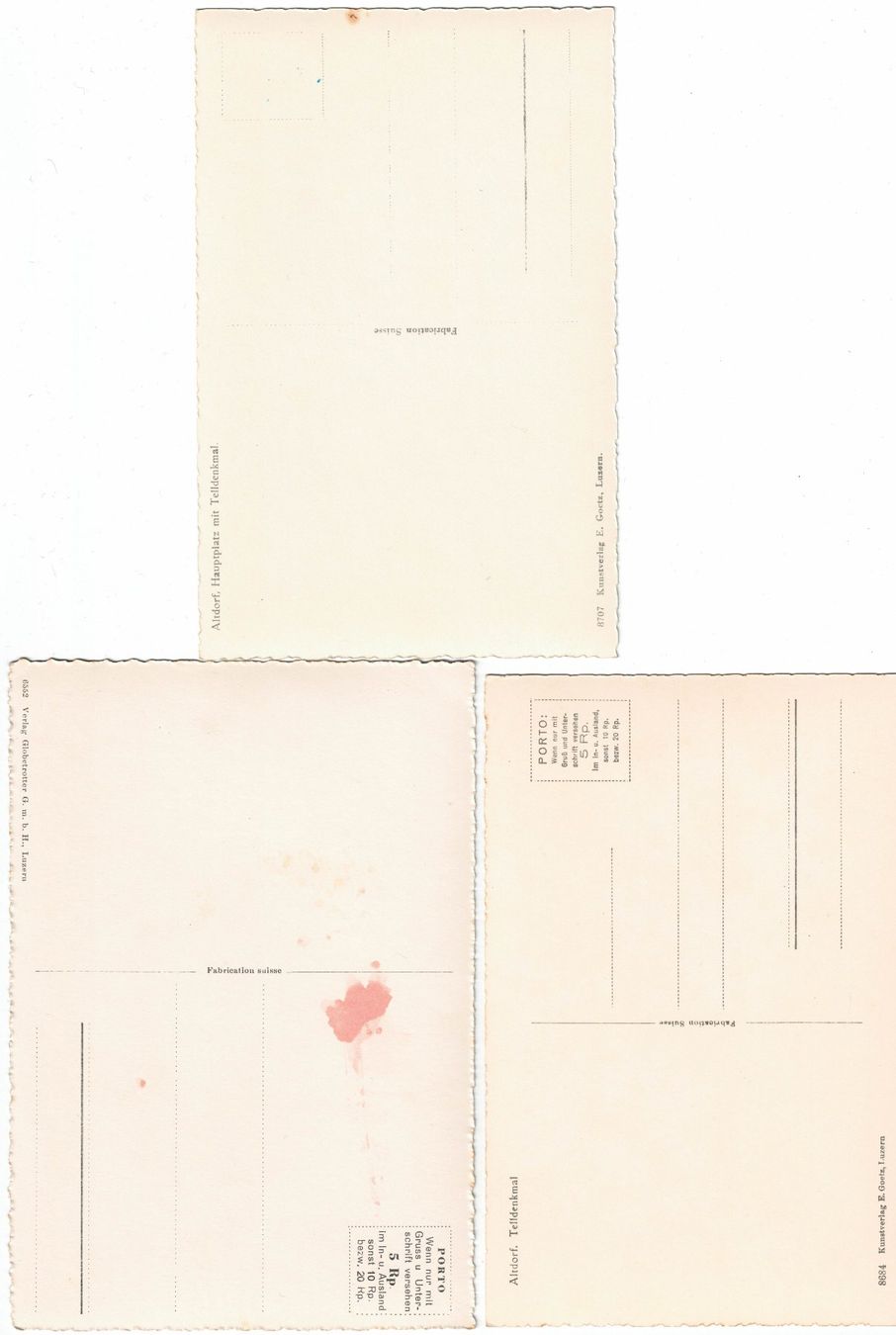 Cartoline postali: 3 Ansichtskarten Telldenkmal Altdorf – Usato da Küsnacht ZH venduto da scholli58 1