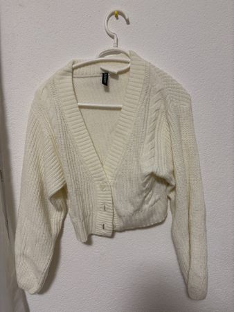 H&M Divided cardigan white cropped knitted good condition
