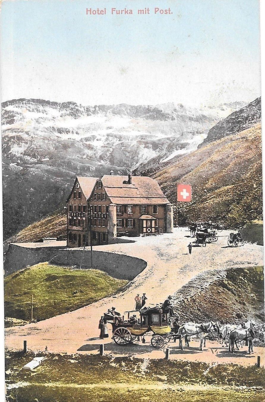 Cartoline postali: Hotel Furka mit Postkutsche – Usato da Olten venduto da clotaldi