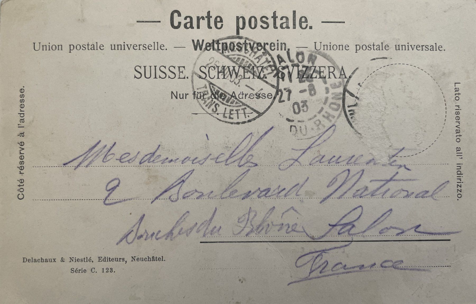 Ansichtskarten: Neuchâtel - L'école de commerce – Gebraucht aus Savagnier von Ne2065 1
