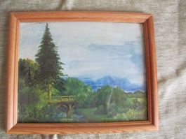 Aquarell um 1950 Rahmen hinter Glas