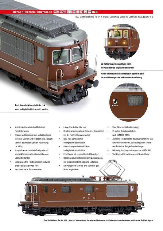 Locomotivă electrică Re 4/4 161, BLS, epoca IV, H0, Rivarossi HR2812 - Magazinul de modelism