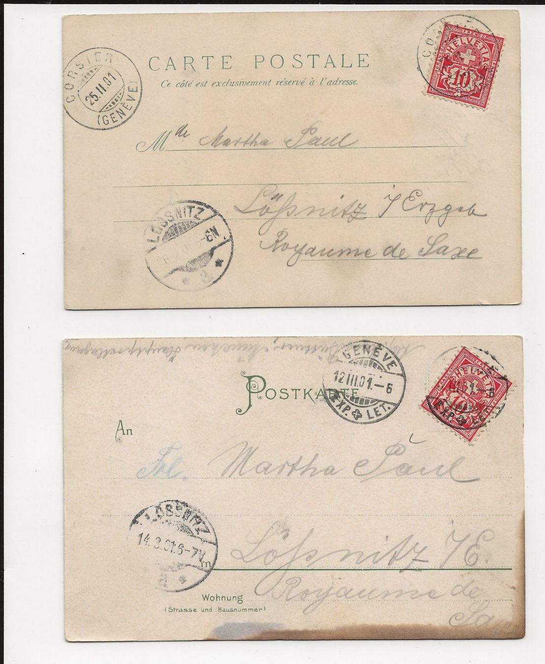 Cartoline postali: 2 x AK 1901 Ländliche Romantik , Trachten – Usato da Greifensee venduto da 315WDO 1