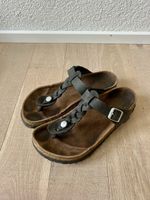 Birkenstock Sandalen Gizeh geflochten Leder Schwarz 37