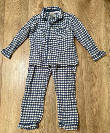 Pyjama kariert blau-weiss, Gr. 110/116, NEU