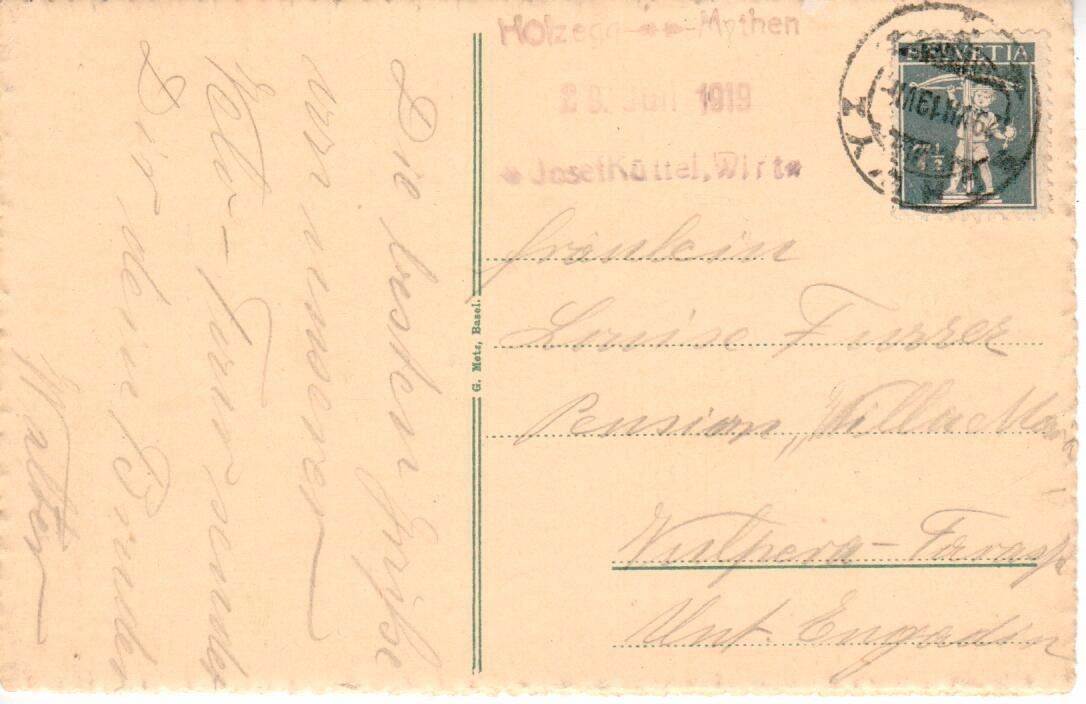 Ansichtskarten: die Mythen  1919 – Gebraucht aus Wolhusen von Curver9 1