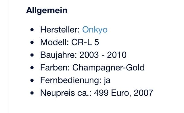 Onkyo Ricevitori: Onkyo CD Receiver CR-L5 – Difettoso da Zwingen venduto da Kult2000 8