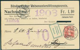 PRIVATGANZSACHE 10 Rp. 1908 Bündnerischer Waisenunterstützun