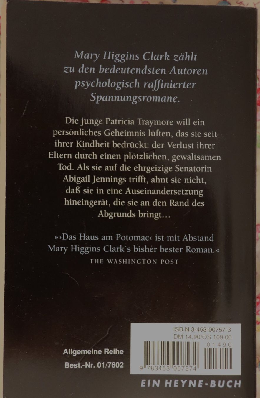 Bücher: Mary Higgins Clark - Das Haus am Potomac – Gebraucht aus Glattfelden von Vrenely 1