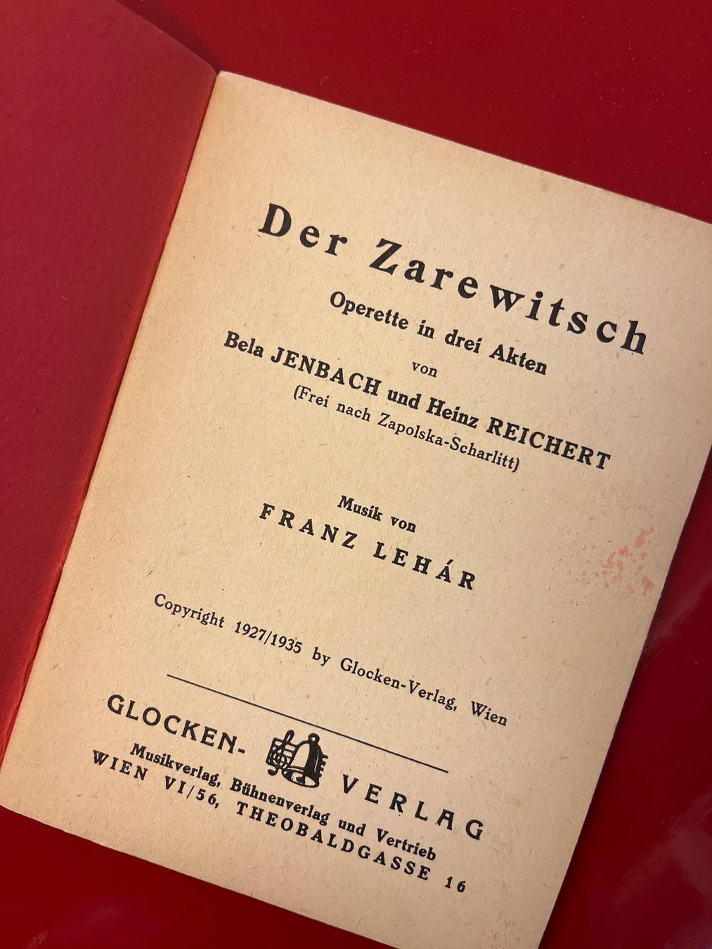 Libri: antikes Büchlein: "DER ZAREWITSCH" Textbuch der Gesänge – Usato da Adliswil venduto da vette56 1