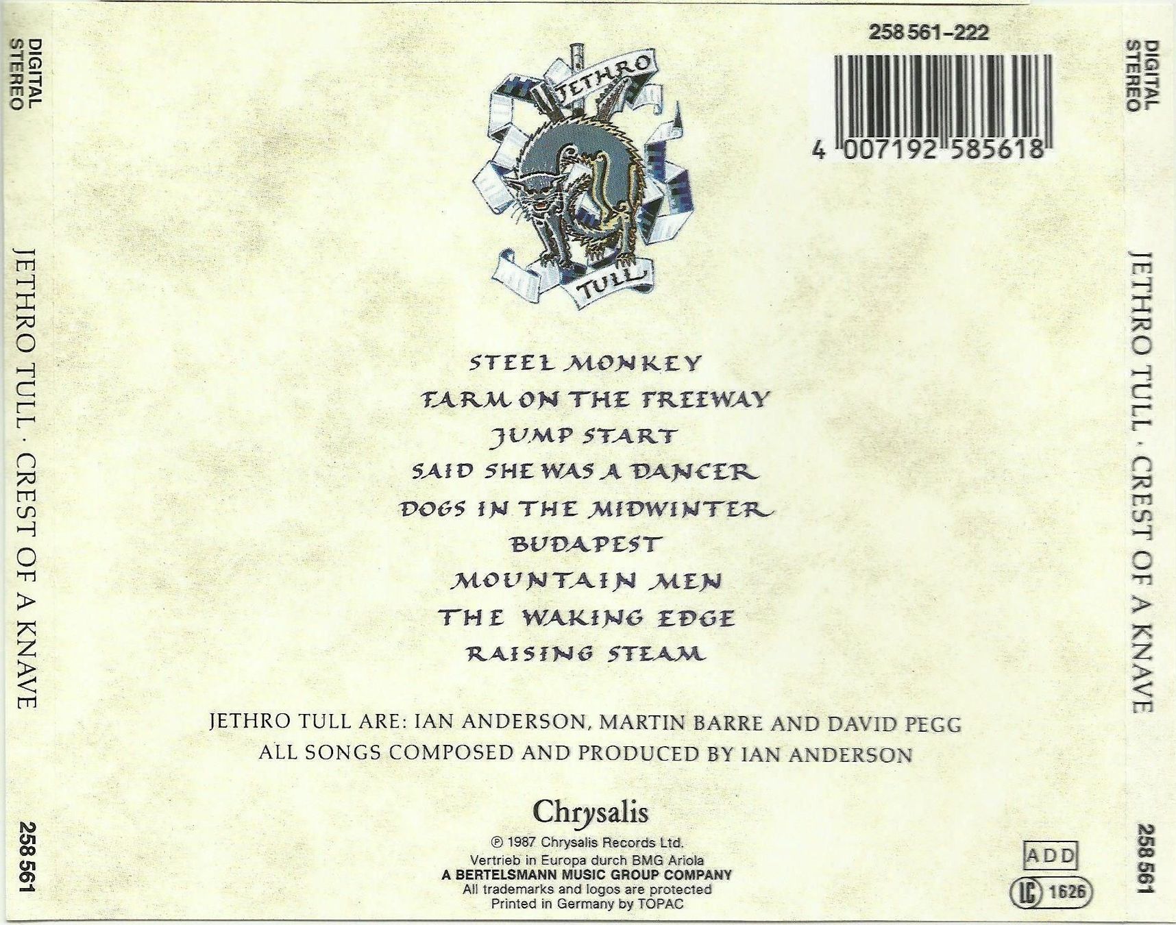 CD: Jethro Tull CD Crest Of A Knave – Usato da St. Margarethen TG venduto da ursk10 1