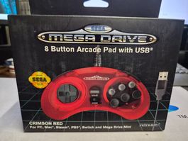 Retro-Bit Sega Mega Drive Arcade Pad rot Neu!