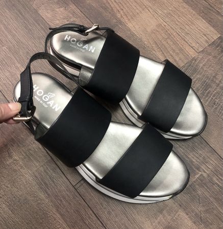 Hogan Sandalette schwarz Leder 39/40 neuw.