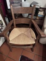 Sedie in legno e paglia con braccioli - 2