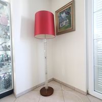Vintage Stehlampe rotem Schirm Kristall Elementen ca. 164 cm