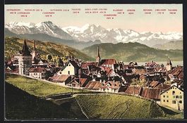 AK Zug, Ortsansicht mit Berner-Hochalpen