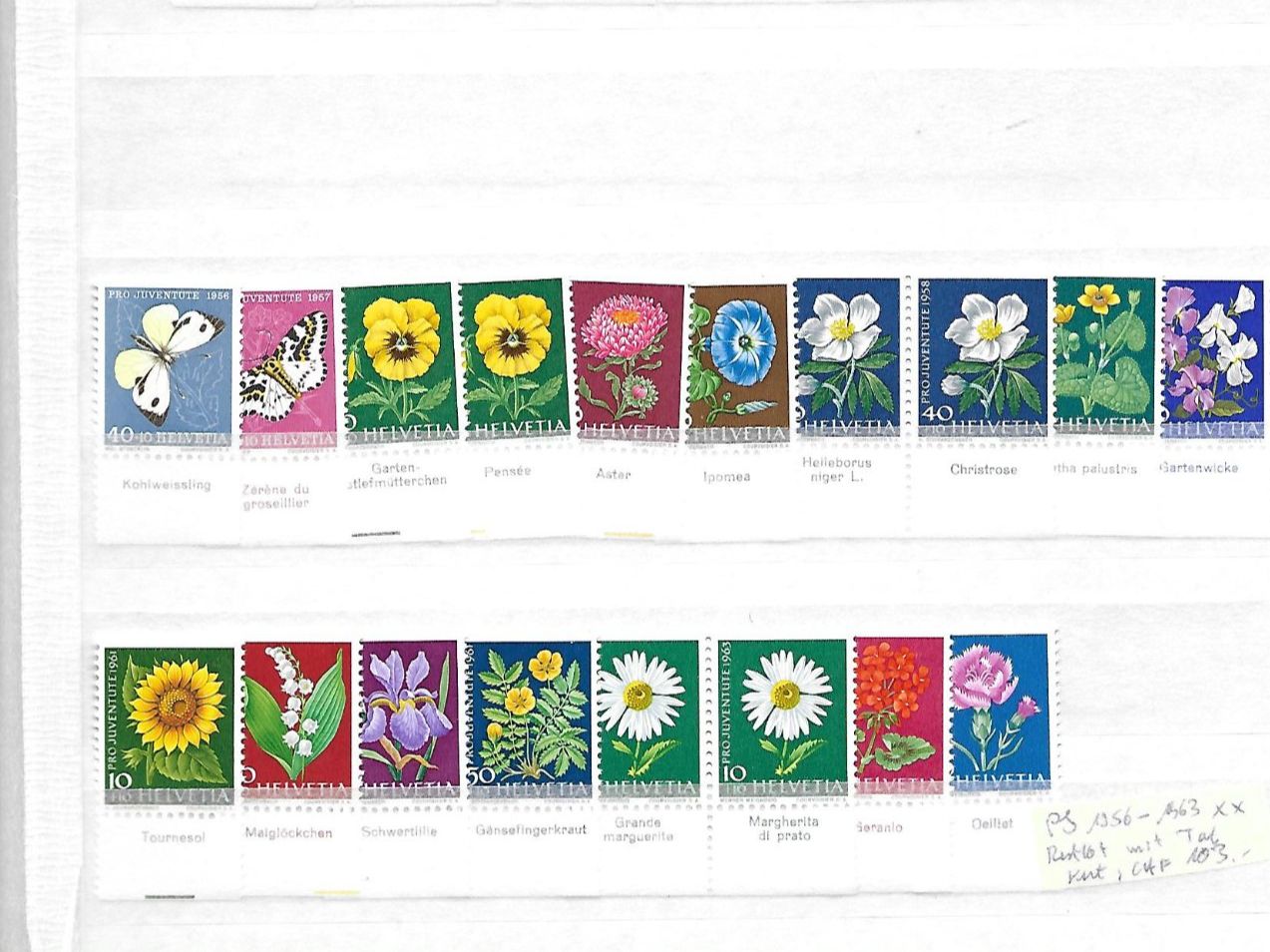 Alle Briefmarken: PJ 1956 - 1963 ** Restlot mit Tab Kat: CHF 103.- – Neu (gemäss Beschreibung) aus Basel von Ilp