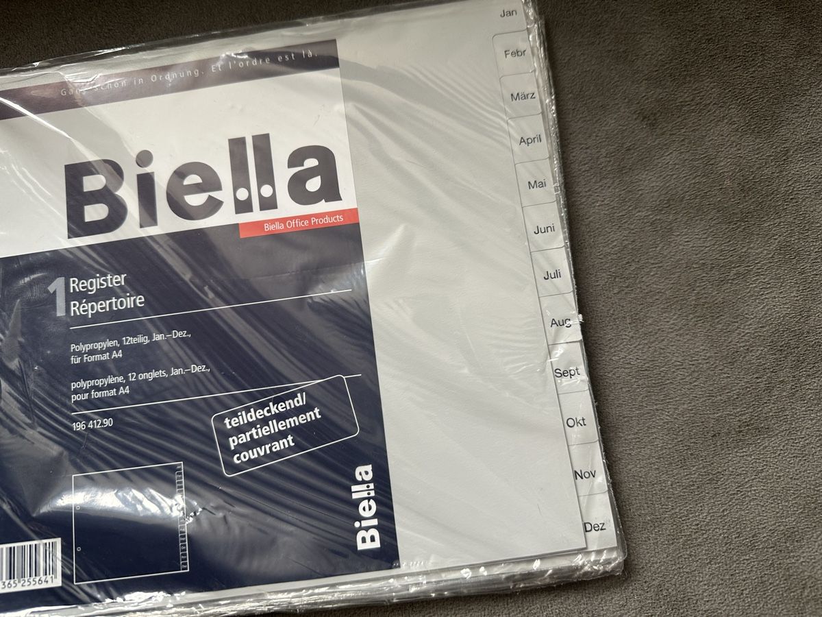 Biella Raccoglitori: 5x Biella Register A4, Neu! – Nuovo e nell'imballaggio originale da Islikon venduto da Porti_91 1