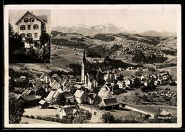 AK Rehetobel, Ortsansicht aus der Vogelschau, Blick auf ein 