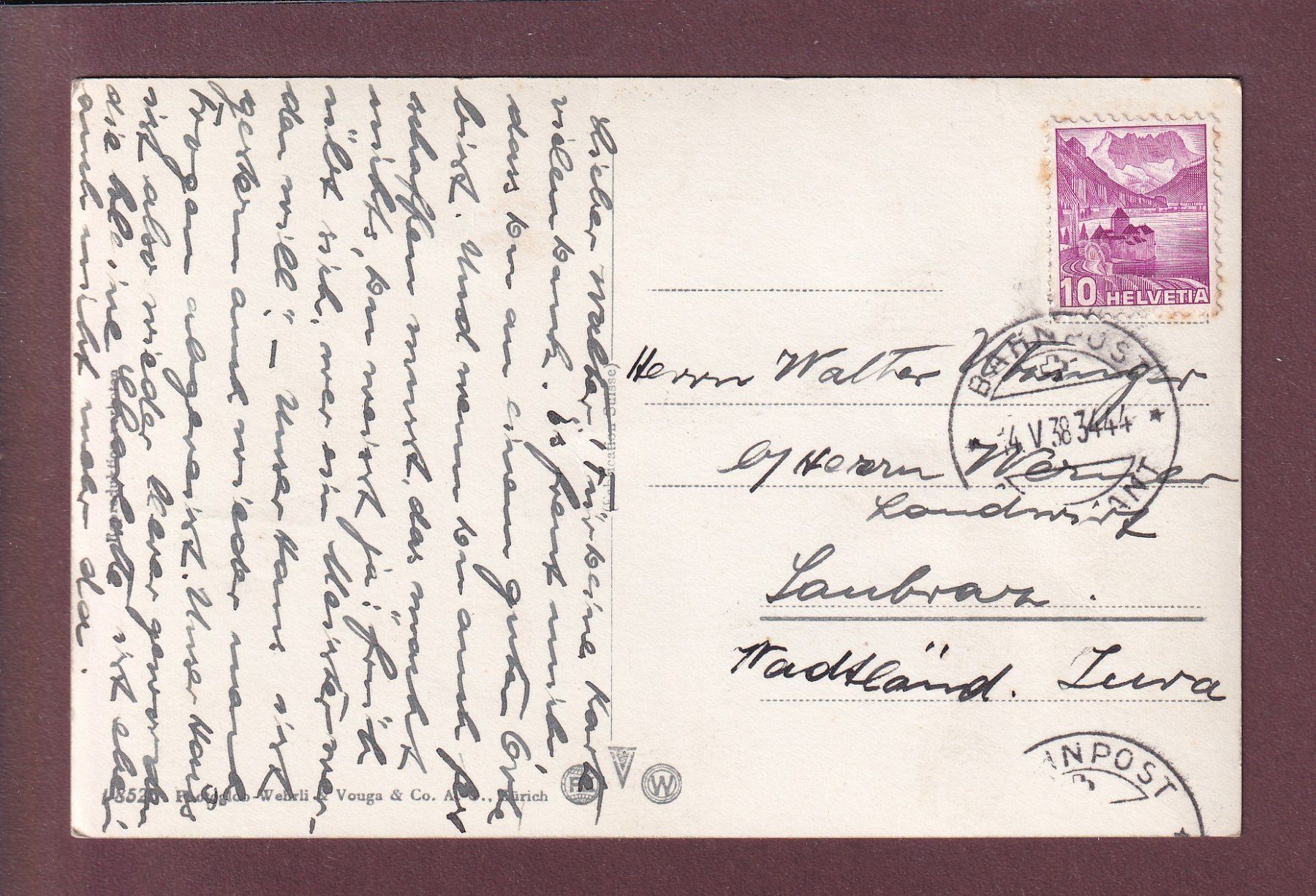 Cartoline postali: GLARUS - Teilansicht - 1938 – Usato da Pully venduto da nicecards 1