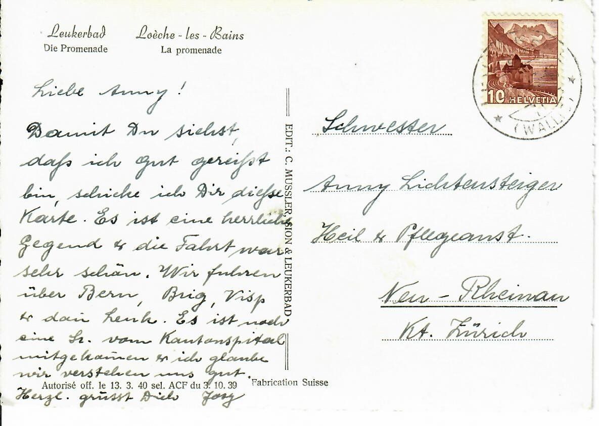 Cartoline postali: Leukerbad - Promenade – Usato da Hochdorf venduto da Ziegel-16 1