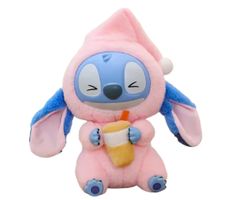 Labubu grande peluche Stitch rose 25 cm NEUF