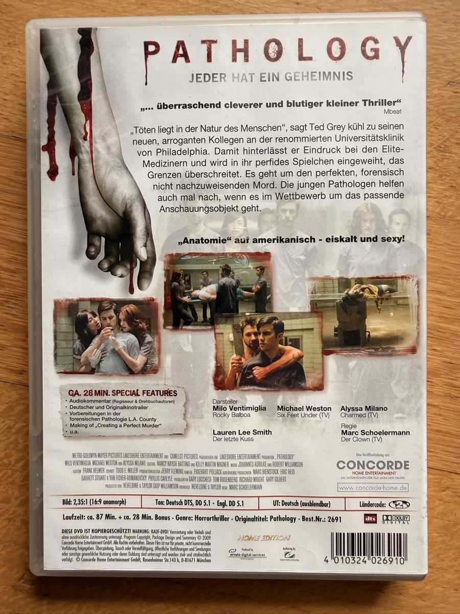 Tous les DVDs: Pathology Jeder hat ein Geheimnis - DVD – D'occasion à Kölliken par nerdorado 1