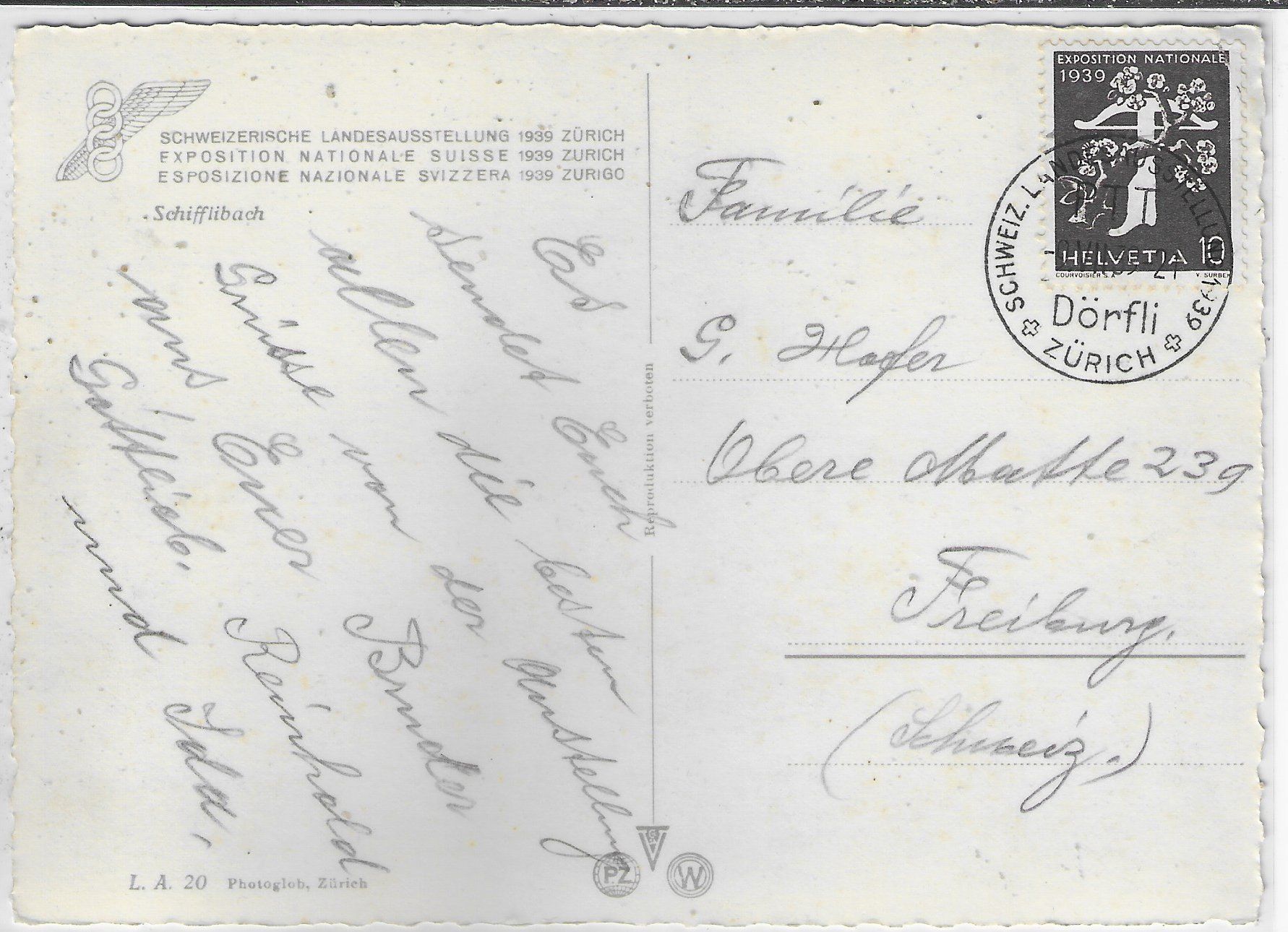 Ansichtskarten: Landi 1939 Zürich - Schifflibach – Gebraucht aus Ettingen von Kartenplanet 1