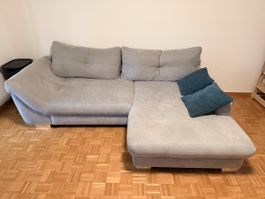 Ecksofa, Stoff grau, Recamière rechts – guter Zustand
