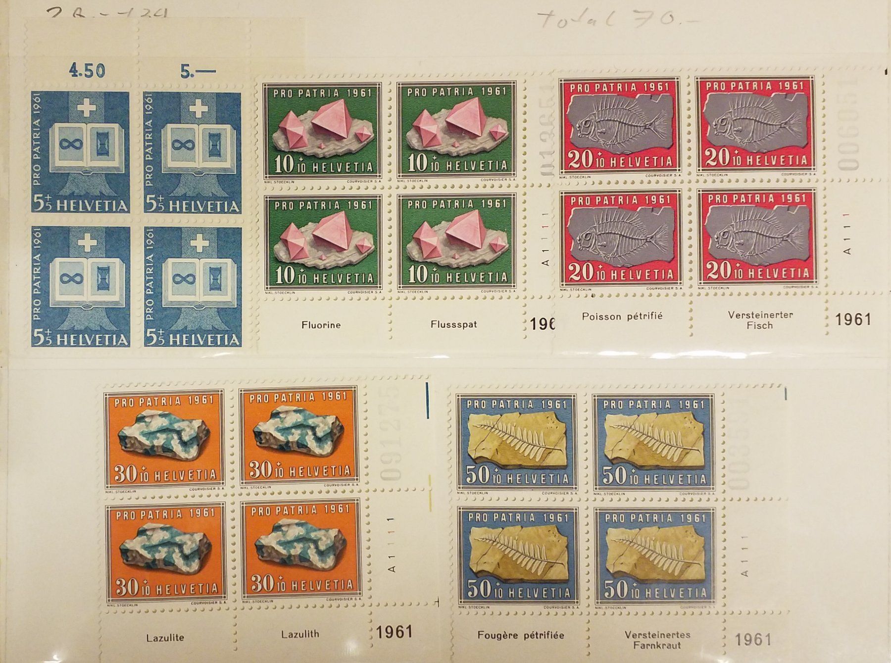 Tutti i francobolli: 1961 Pro Patria im 4-Block mit Tabs, Eckrand postfrisch – Nuovo (secondo la descrizione) da Baden venduto da Eggi