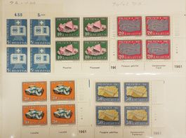 1961 Pro Patria im 4-Block mit Tabs, Eckrand postfrisch