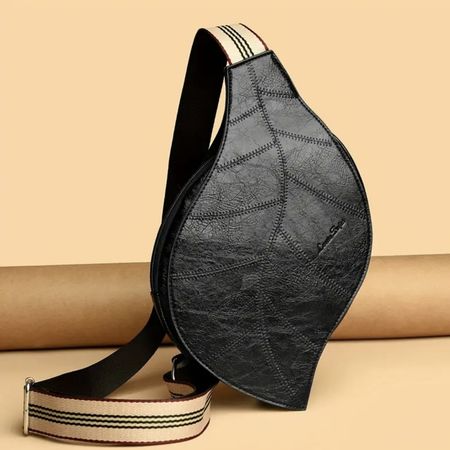 Borsa a tracolla donna foglia nera nuova