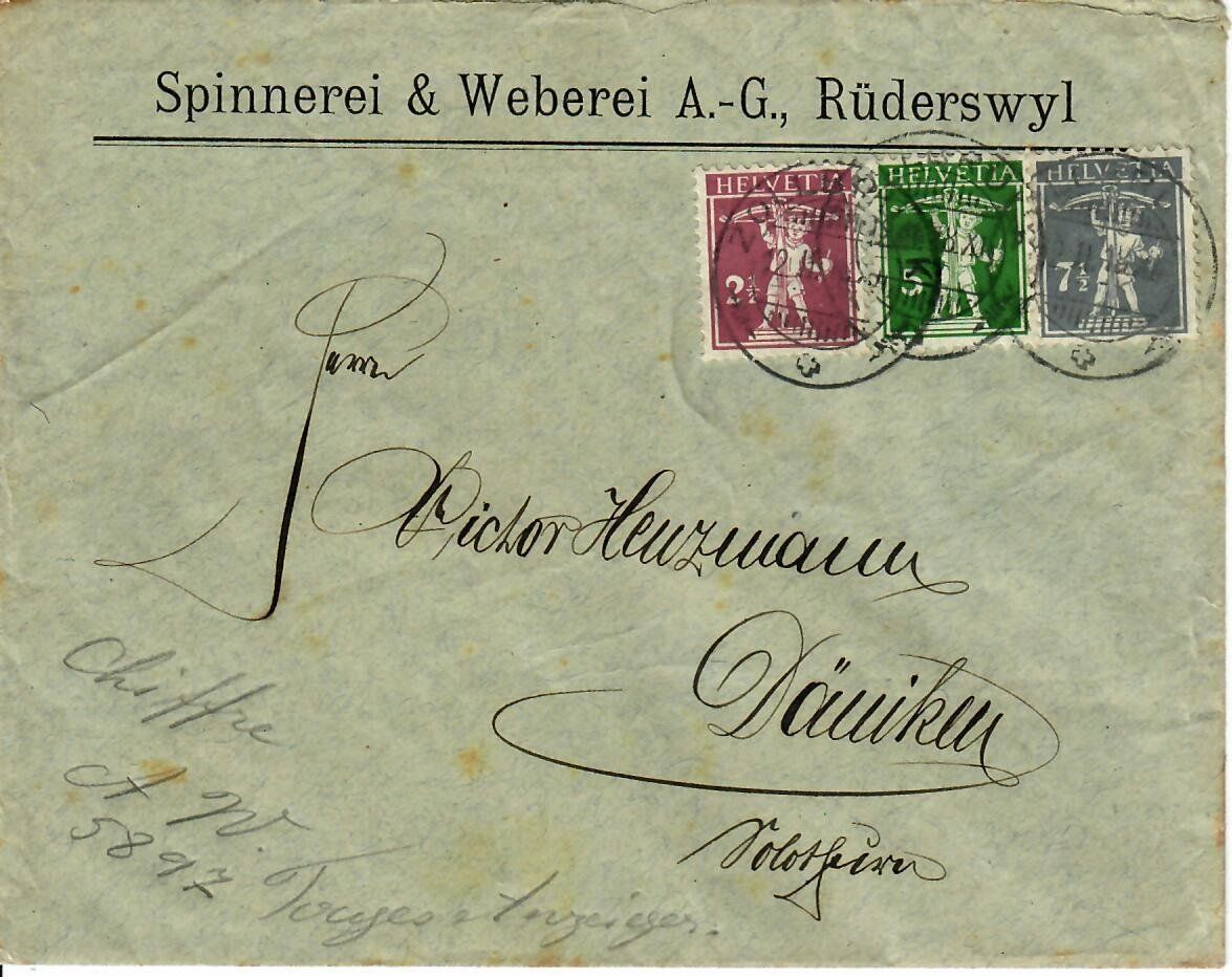 Tutti i francobolli: Brief, Rüderswyl - Däniken 1918 – Usato da Hochdorf venduto da Ziegel-16