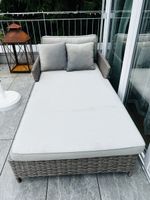 Gartenliege Rattan grau mit Polster guter Zustand