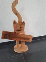 Katze «Willkommen» aus Holz Handarbeit